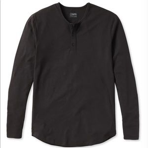 Black Curve Hem Henley Long sleeve